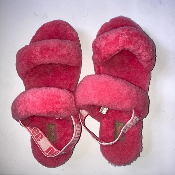 UGG Oh Yeah Double Strap Flat Sandals Pink 8 - Picture 2 of 6